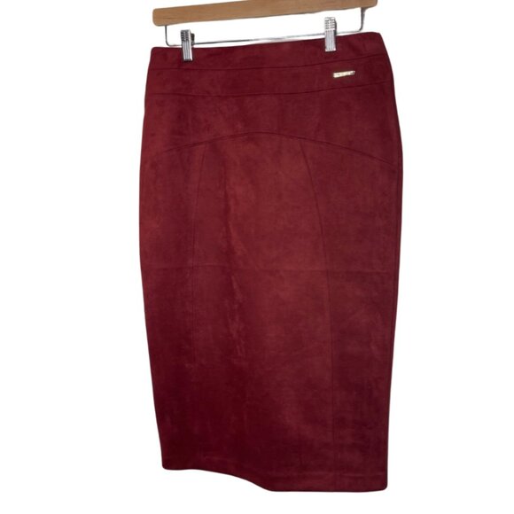 MARC NEW YORK | Burgundy Faux Suede Pencil Skirt | Size S - Picture 4 of 10